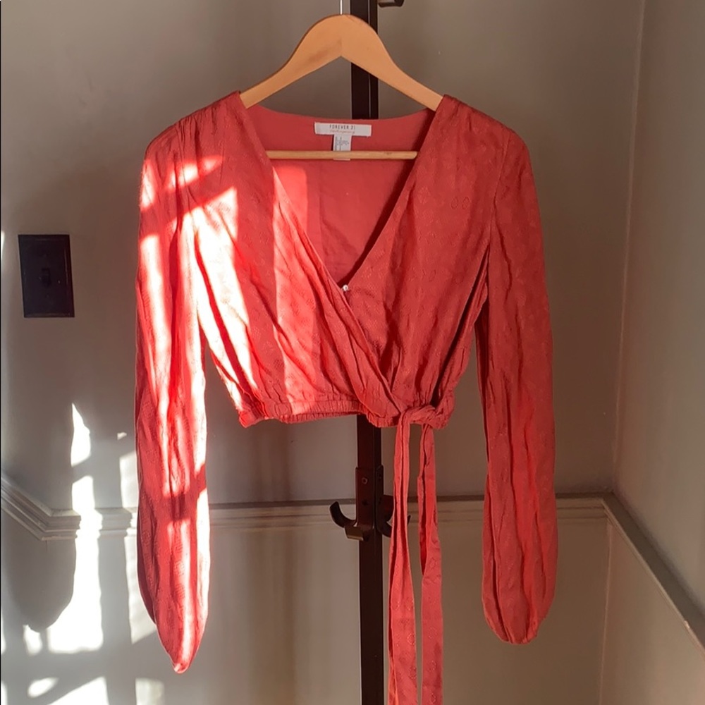 Orange king sleeve crop top